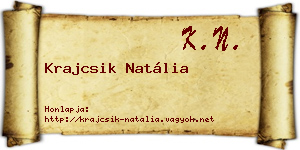 Krajcsik Natália névjegykártya